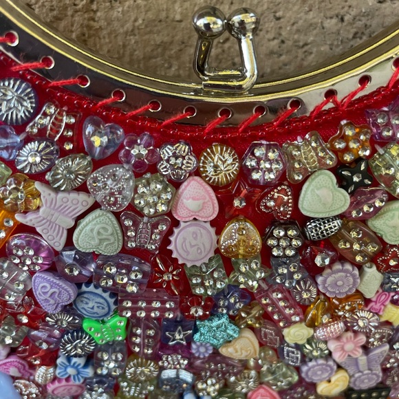 LaViola 90’s  Y2K beaded bedazzled jeweled crossbody handbag purse - Picture 3 of 10